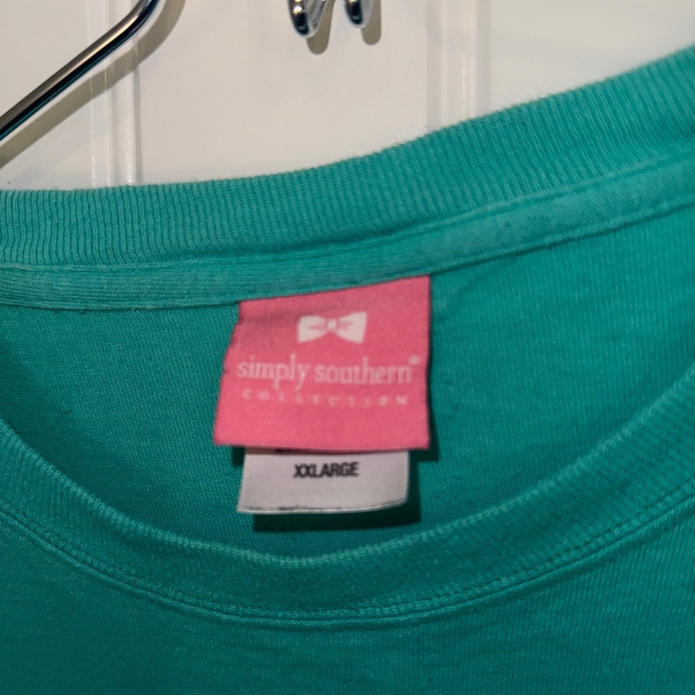 Simply Southern Teal Long Sleeve Tee with Pink Accents - Picture 6 of 10